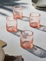 French Connection Set of 4 Terracotta Pink Handmade Bubble Set of 4 Tumbler Glasses - Image 1 of 2