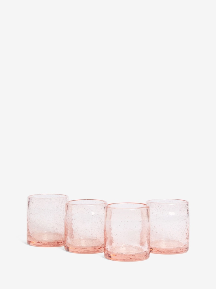 French Connection Set of 4 Terracotta Pink Handmade Bubble Set of 4 Tumbler Glasses - Image 2 of 2