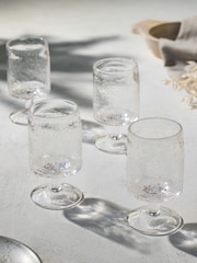 French Connection Set of 4 Clear Handmade Bubble Set of 4 Wine Glasses - Image 1 of 2