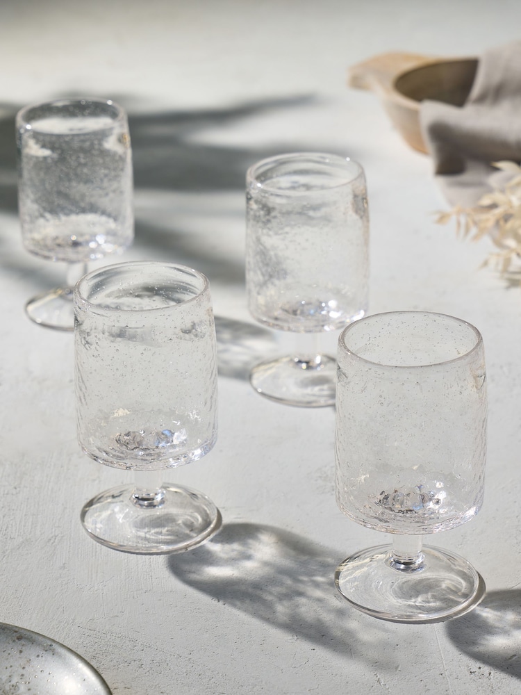 French Connection Set of 4 Clear Handmade Bubble Set of 4 Wine Glasses - Image 1 of 2