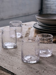 French Connection Set of 4 Clear Handmade Bubble Set of 4 Tumbler Glasses - Image 1 of 2