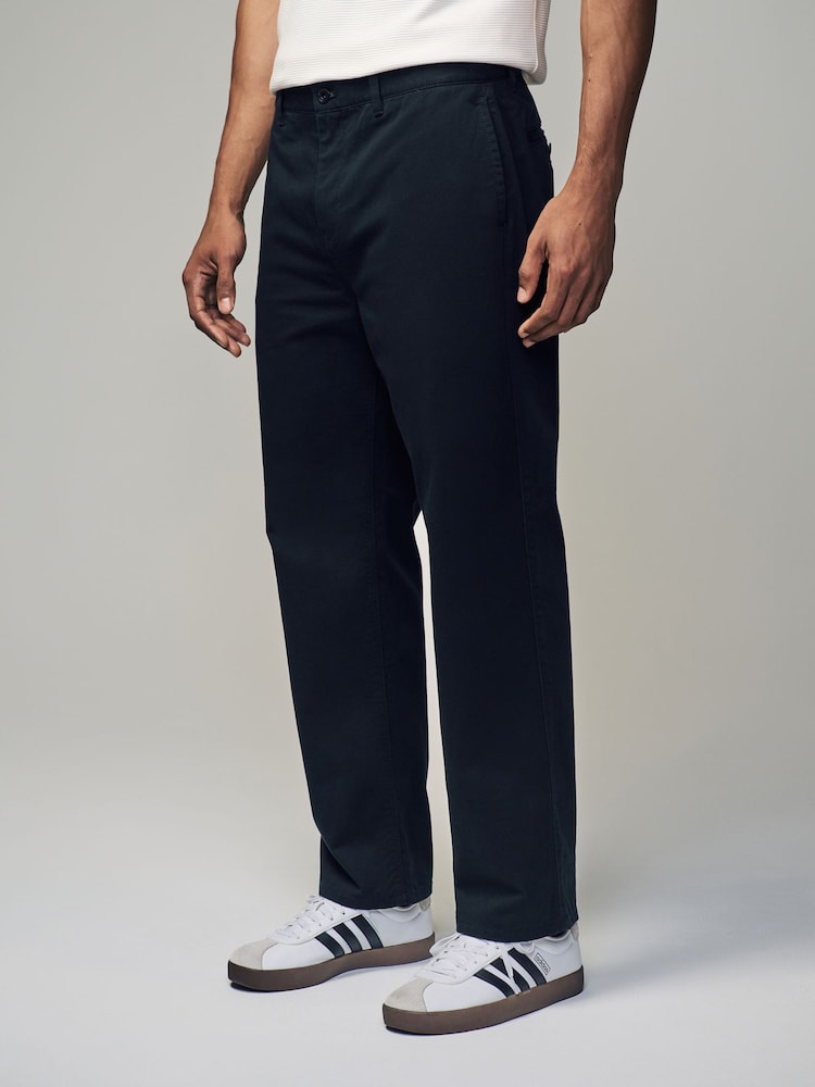 Black Relaxed Fit Utility Chino 100% Cotton Trousers - Image 1 of 10