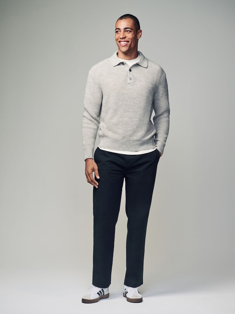 Black Relaxed Fit Utility Chino 100% Cotton Trousers - Image 2 of 10