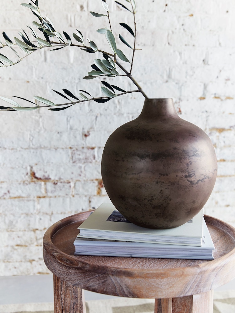 French Connection Black/Bronze Metal Round Vase - Image 1 of 3