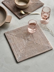 French Connection White Rattan Hand Woven Single Placemat - Image 1 of 2