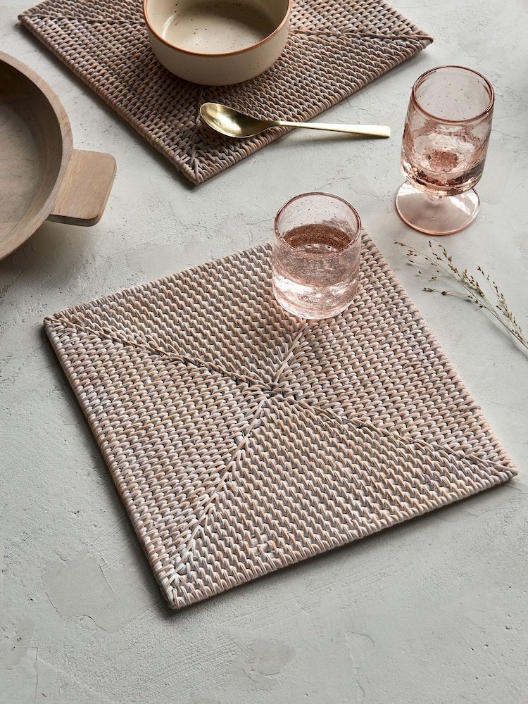 French Connection White Rattan Hand Woven Single Placemat - Image 1 of 2