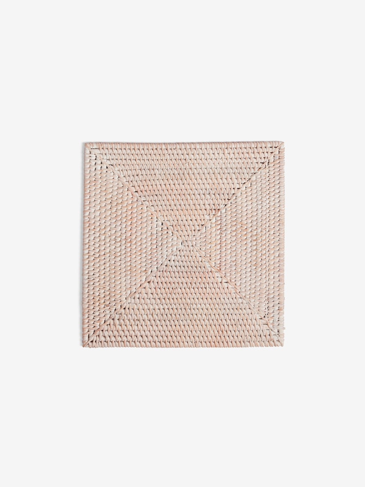 French Connection White Rattan Hand Woven Single Placemat - Image 2 of 2 French Connection White Rattan Hand Woven Single Placemat - Image 2 of 2