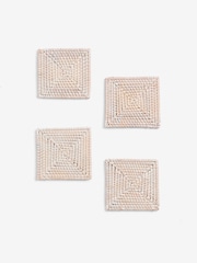 French Connection White Rattan Hand Woven Set of 4 Coasters - Image 2 of 2
