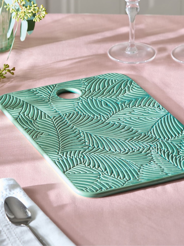 Nina Campbell Green Embossed Serve Platter - Image 1 of 3