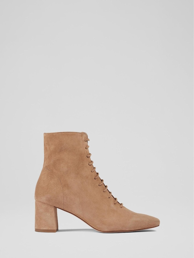 Коричневый - LK Bennett Open Lace-Up Arabella Boots - Image 1 of 4