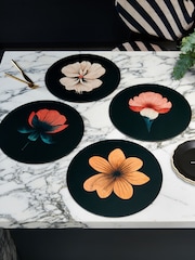 Rockett St George Set of 4 Black Floral Placemats - Image 1 of 3