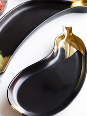 Rockett St George Black/Gold Aubergine Platter - Image 2 of 5