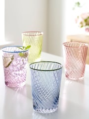 Nina Campbell Set of 4 Multi Embossed Tumbler Glasses - Image 1 of 5
