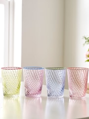 Nina Campbell Set of 4 Multi Embossed Tumbler Glasses - Image 2 of 5