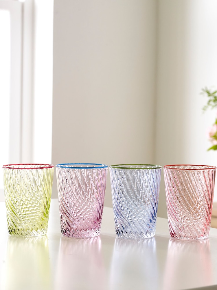 Nina Campbell Set of 4 Multi Embossed Tumbler Glasses - Image 2 of 5