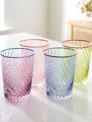 Nina Campbell Set of 4 Multi Embossed Tumbler Glasses - Image 3 of 5