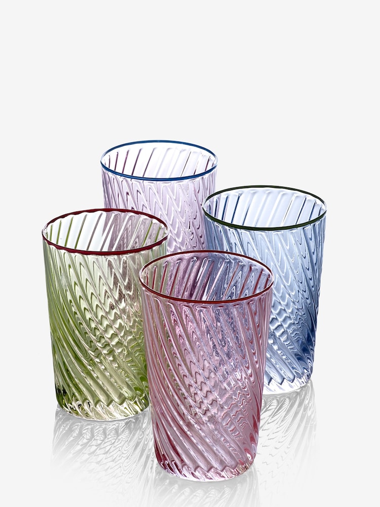 Nina Campbell Set of 4 Multi Embossed Tumbler Glasses - Image 5 of 5 Nina Campbell Set of 4 Multi Embossed Tumbler Glasses - Image 5 of 5