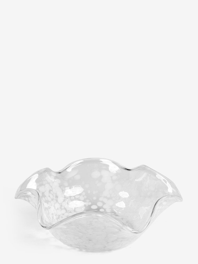 Nina Campbell White And Clear Confetti Wave Rim Bowl - Image 2 of 3