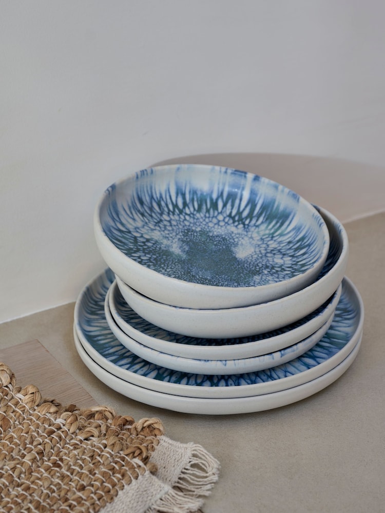 French Connection 12 Piece Blue Westcott Reactive Dinner Set - Image 2 of 5