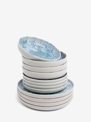 French Connection 12 Piece Blue Westcott Reactive Dinner Set - Image 4 of 5