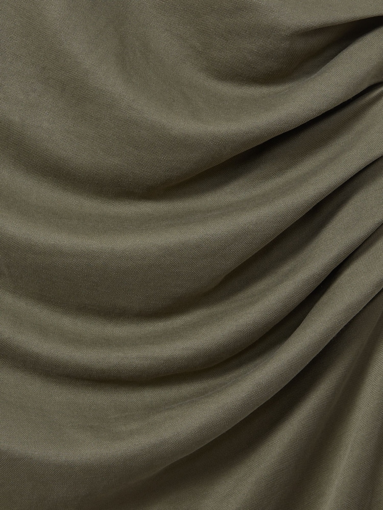 Reiss Khaki Lola Ruched Jersey Bodycon Midi Dress - Image 5 of 5