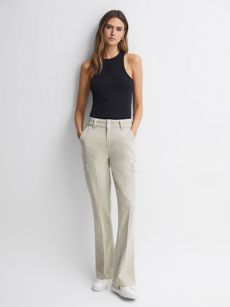 Reiss Fresh White Sonia Leather Side Stripe Trainers - Image 2 of 5