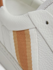 Reiss Fresh White Sonia Leather Side Stripe Trainers - Image 5 of 5