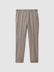 Reiss Mocha Epsom Slim Fit Wool-Silk-Linen Trousers - Image 2 of 6