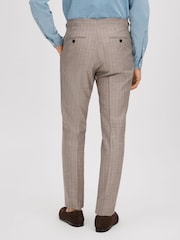 Reiss Mocha Epsom Slim Fit Wool-Silk-Linen Trousers - Image 5 of 6