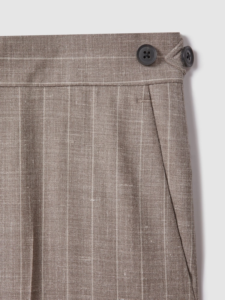 Reiss Mocha Epsom Slim Fit Wool-Silk-Linen Trousers - Image 6 of 6