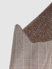 Reiss Mocha Epsom Slim Fit Wool-Silk-Linen Double Breasted Blazer - Image 8 of 8