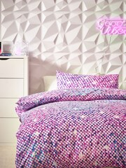 Purple Printed Polycotton Duvet Cover and Pillowcase Bedding - Image 1 of 6