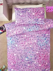 Purple Printed Polycotton Duvet Cover and Pillowcase Bedding - Image 4 of 6
