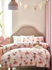 Ecru Cream 100% Cotton Printed Bedding Duvet Cover and Pillowcase Set - Image 1 of 5