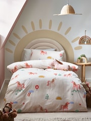 Natural Scandi Unicorn Printed Polycotton Duvet Cover and Pillowcase Bedding - Image 1 of 6