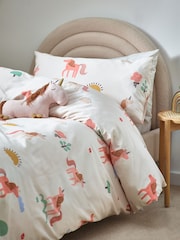 Natural Scandi Unicorn Printed Polycotton Duvet Cover and Pillowcase Bedding - Image 2 of 6