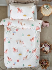 Natural Scandi Unicorn Printed Polycotton Duvet Cover and Pillowcase Bedding - Image 3 of 6