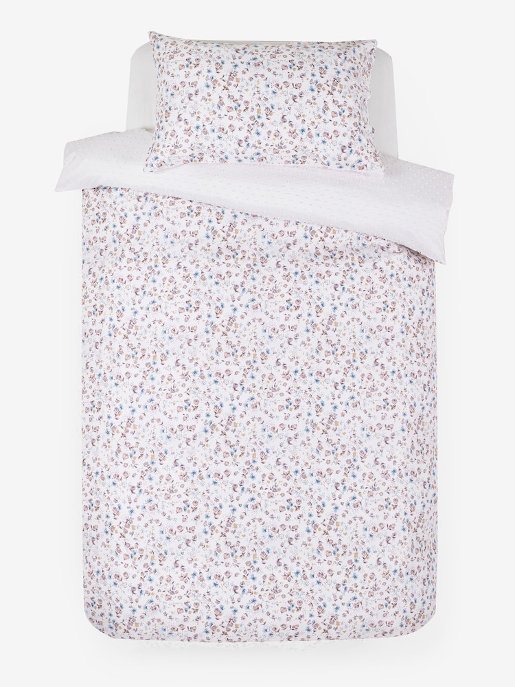 White Textured Floral Rainbow Ruffle Duvet Cover and Pillowcase Set - Image 1 of 8