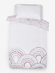 White Textured Floral Rainbow Ruffle Duvet Cover and Pillowcase Set - Image 5 of 8