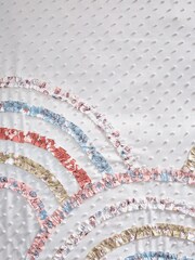 White Textured Floral Rainbow Ruffle Duvet Cover and Pillowcase Set - Image 7 of 8