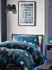 Green/Black Duvet Cover and Pillowcase Set - Image 1 of 4