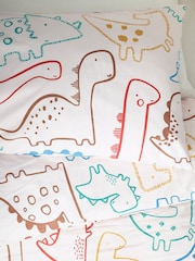 Ecru Cream/Navy Blue Dino Duvet Cover and Pillowcase Set - Image 5 of 7