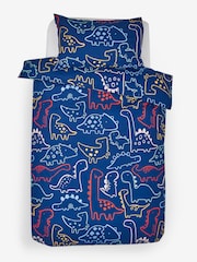 Ecru Cream/Navy Blue Dino Duvet Cover and Pillowcase Set - Image 6 of 7