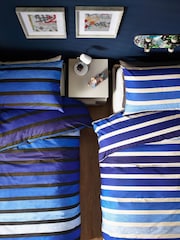 Navy Blue Stripe Duvet Cover and Pillowcase Set - Image 1 of 8