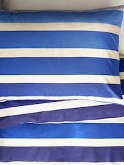 Navy Blue Stripe Duvet Cover and Pillowcase Set - Image 5 of 8
