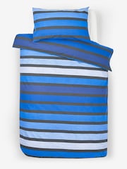 Navy Blue Stripe Duvet Cover and Pillowcase Set - Image 7 of 8