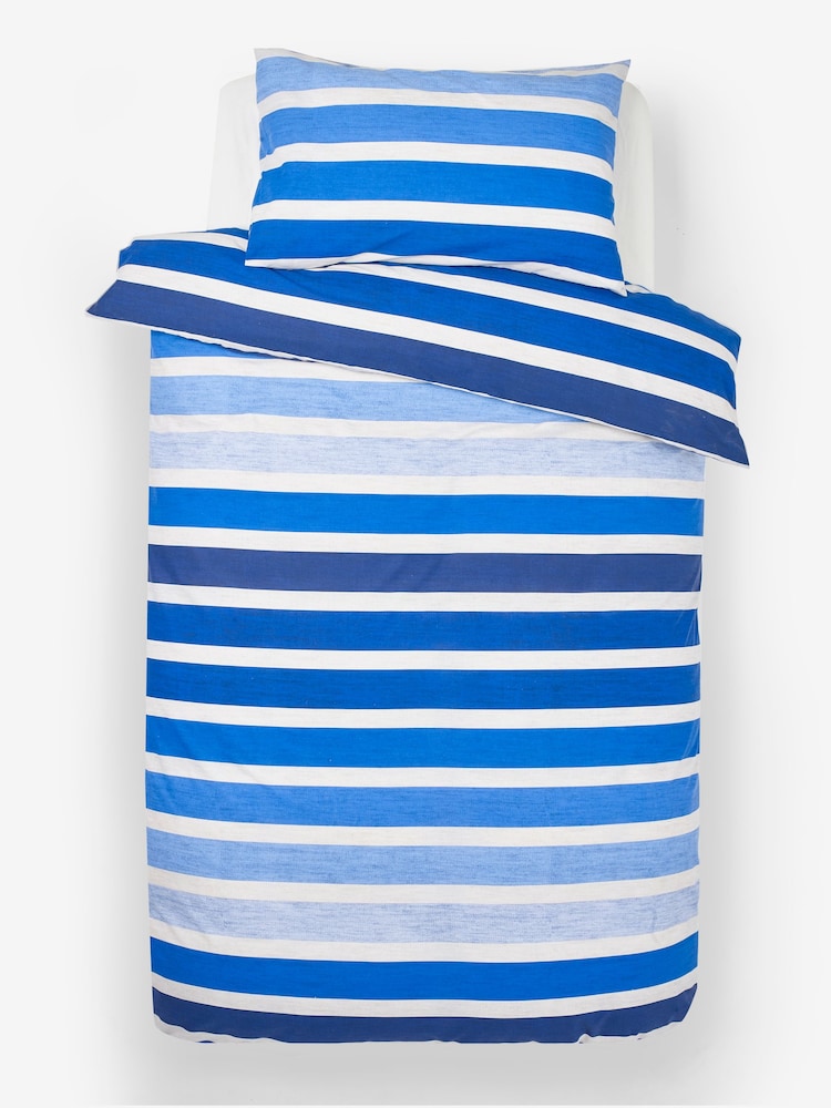 Navy Blue Stripe Duvet Cover and Pillowcase Set - Image 8 of 8