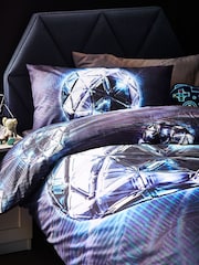 Navy Blue Football 100% Cotton Printed Bedding Duvet Cover and Pillowcase Set - Image 2 of 5