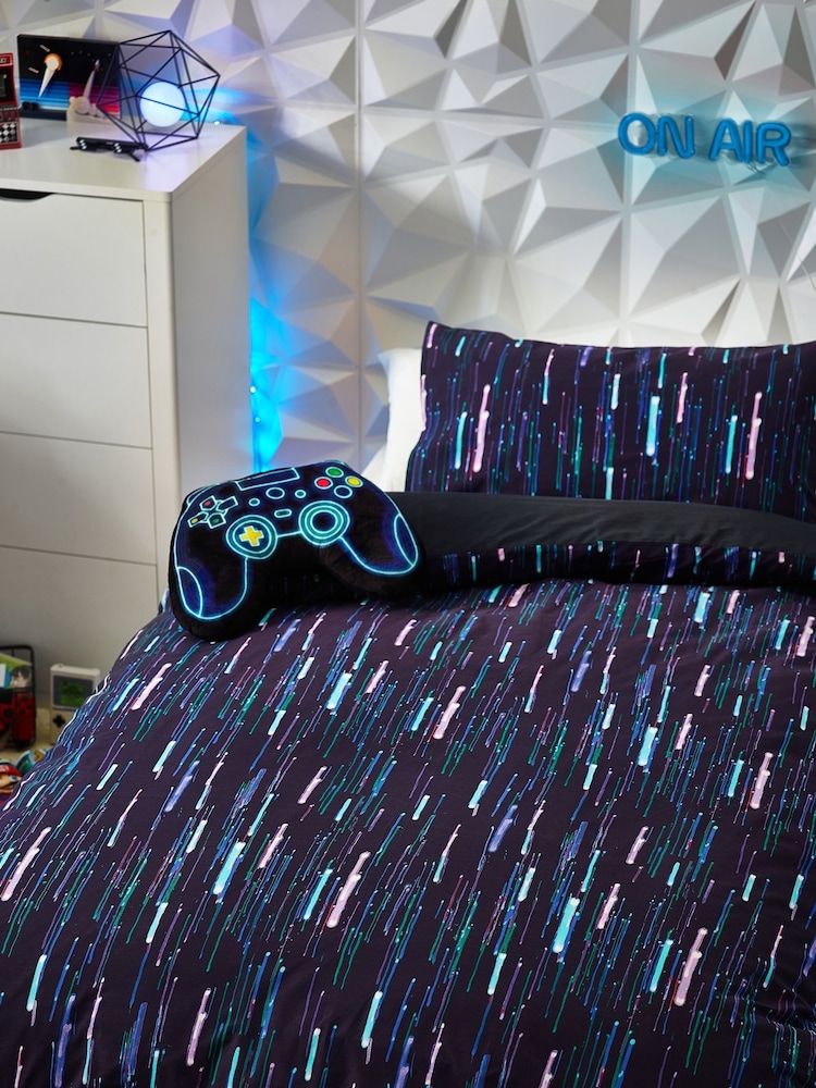 Navy Blue Gamer Duvet Cover and Pillowcase Set - Image 2 of 6