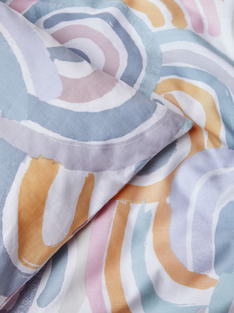 Teal Blue Abstract Rainbow Printed Polycotton Duvet Cover and Pillowcase Bedding - Image 8 of 8 Teal Blue Abstract Rainbow Printed Polycotton Duvet Cover and Pillowcase Bedding - Image 8 of 8